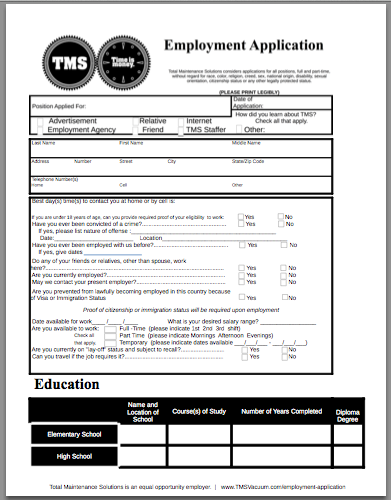 TMS Employment Application