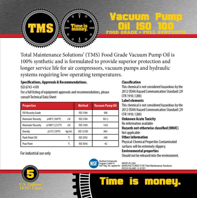 TMS Vacuum Pump Oil Products Total Maintenance Solutions